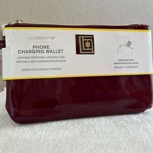 Liz Claiborne Phone Charging Wallet Burgundy